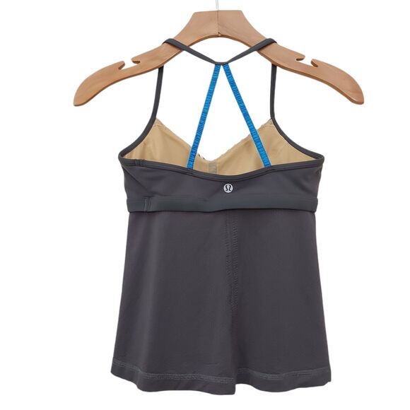 Lululemon Bend & Flow Tank Womens 2 Gray Striped Breathable Yoga Athletic Gym - Picture 7 of 9